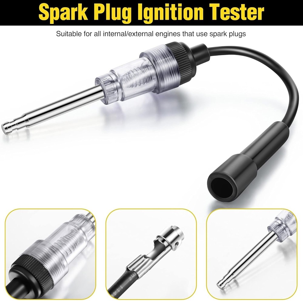 Versatile 9-Piece Automotive Testing Kit: Compression Gauge & Spark Plug Tester