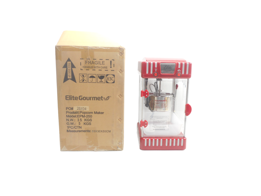 Elite Classic Tabletop Popcorn Maker Self-Stirring EPM-250 Red