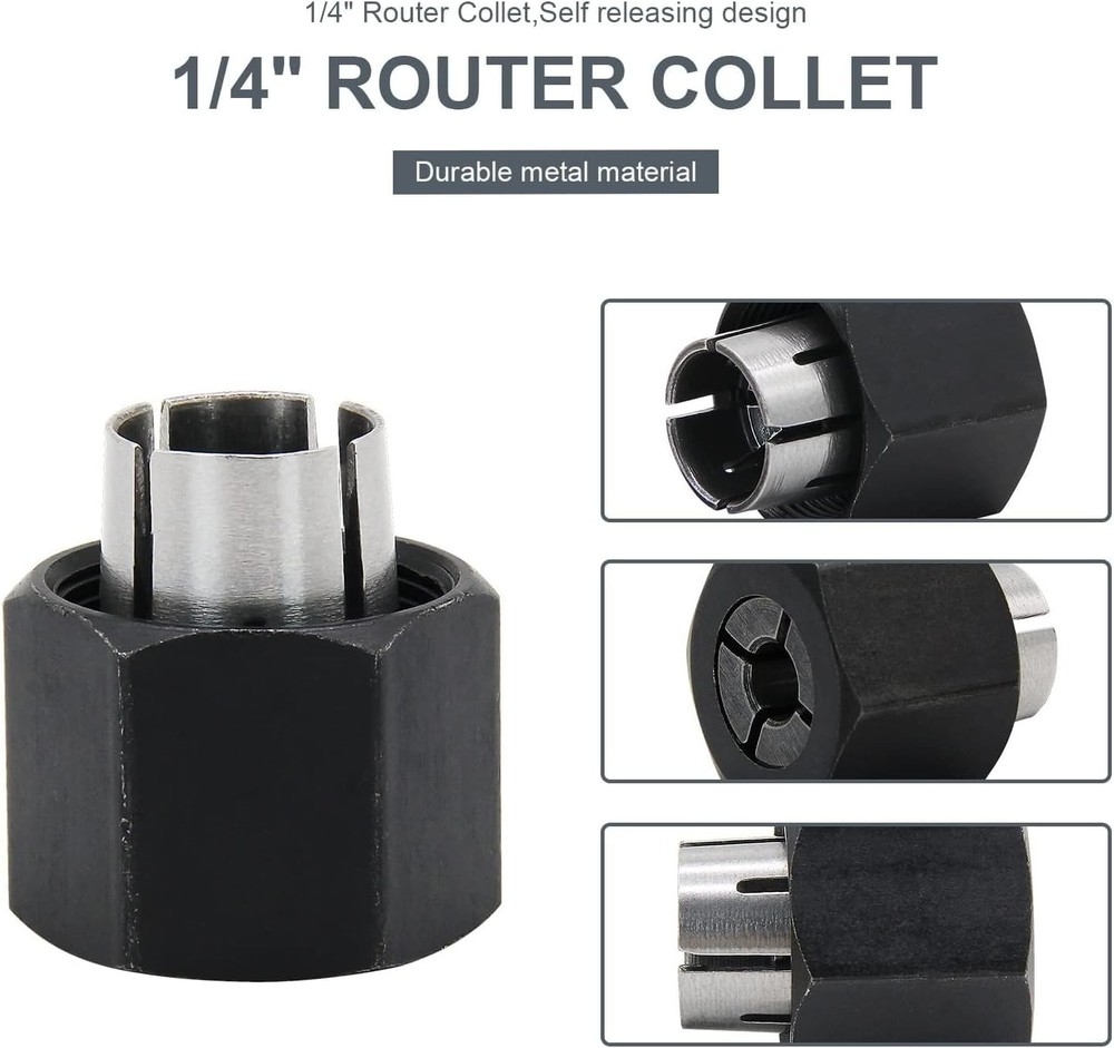1/4 Inch Router Collet - Self-Locking Design for Precision & Compatibility