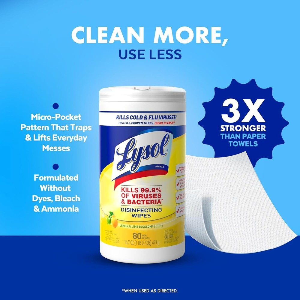 Lysol Disinfecting Wipes Bundle, 80 Count