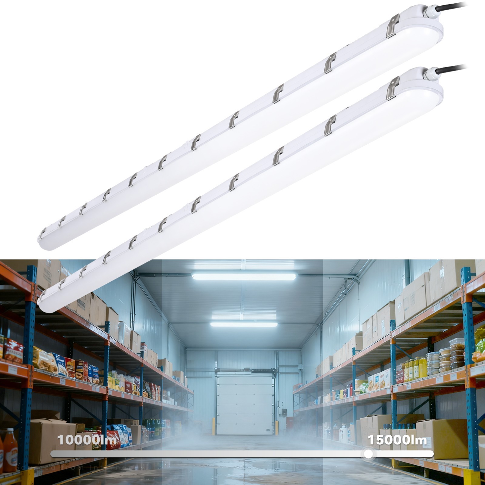 2 Pack 8FT 3CCT 120W/100W/80W LED Vapor Proof Tight Light, 0-10V Dimmable