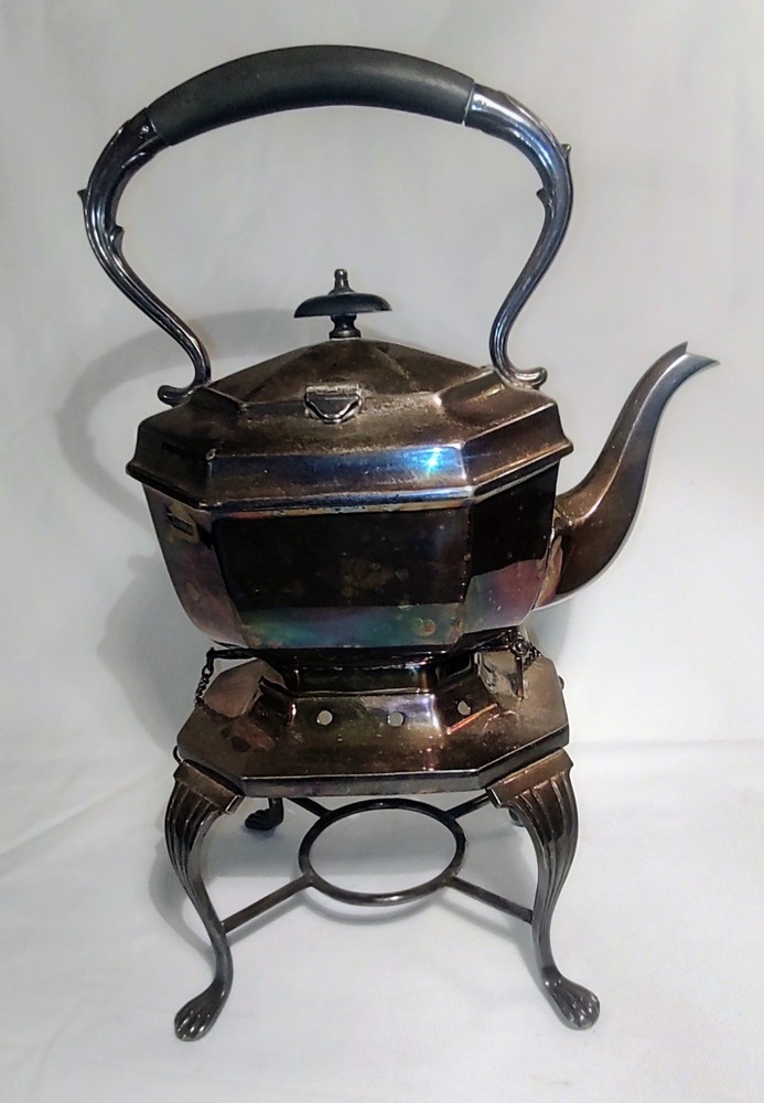 Antique Sheffield England Silverplate Tilting Kettle E.P.N.S. with stand