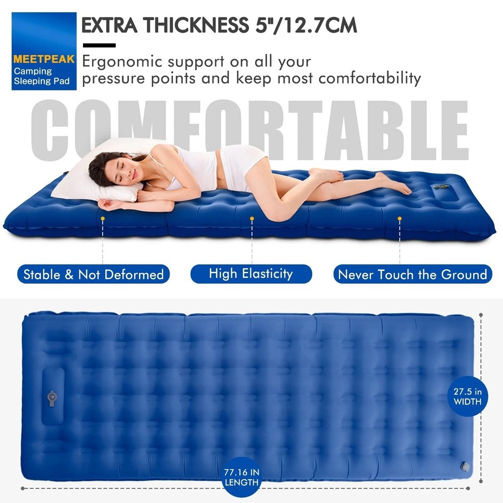 Camping Sleeping Pad 5" in Extra Thickness Inflatable Sleeping Mat