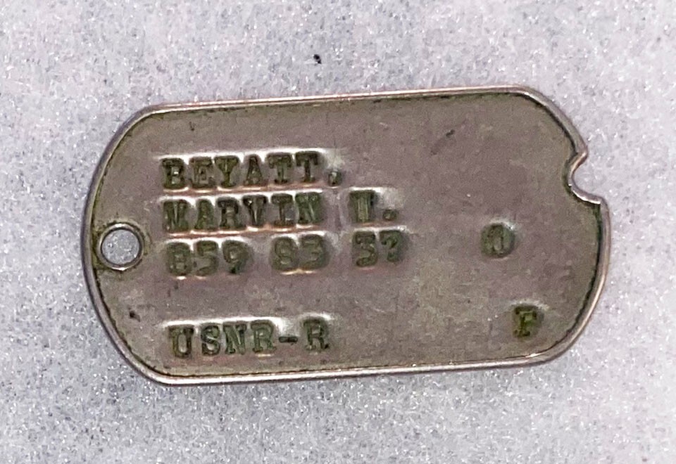 Post-WWII USNR Marvin Beyatt Single Dog Tag