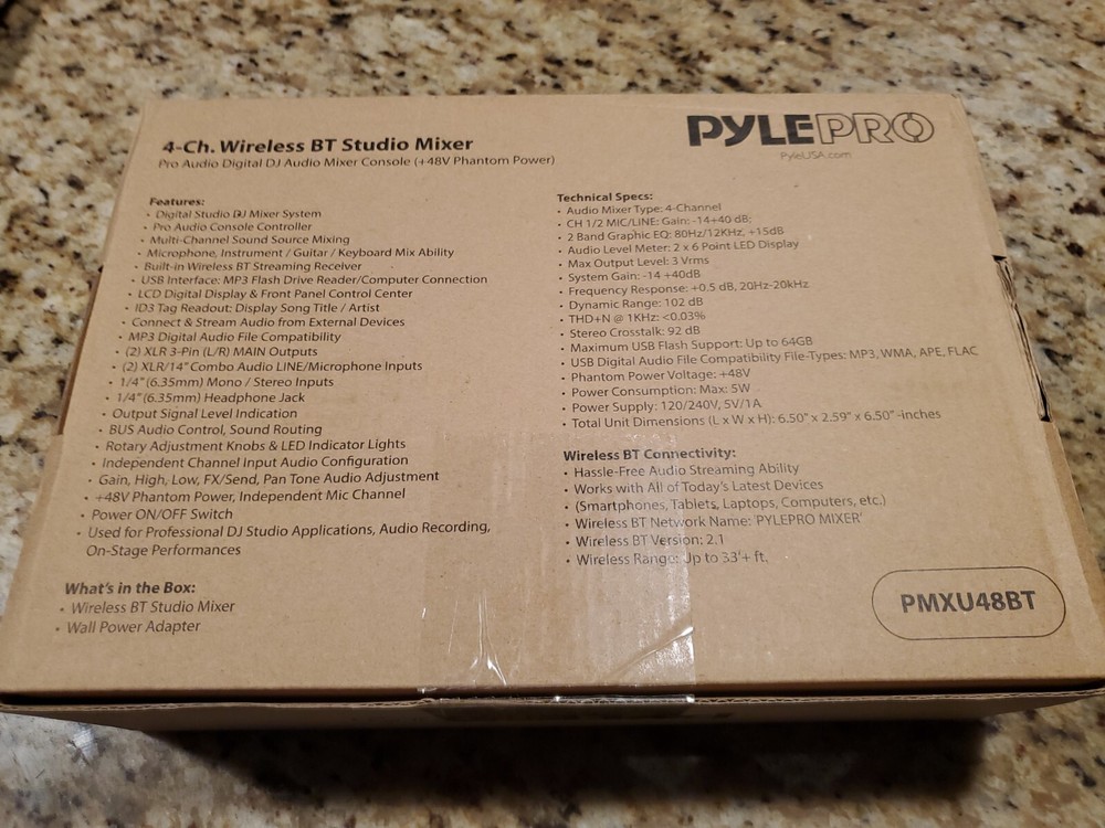 Pyle PMXU48BT 4-Ch. Bluetooth Studio Mixer, Pro Digital DJ Audio Mixer Console