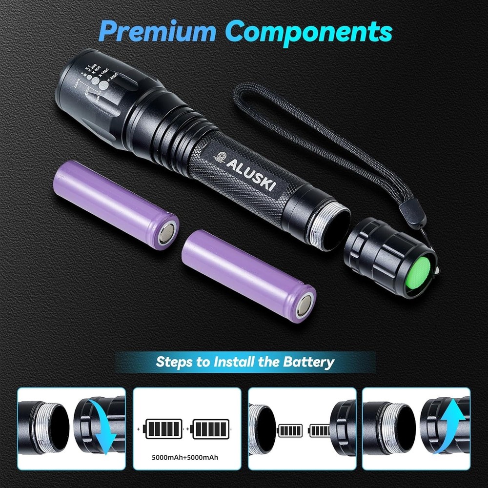 High-Performance 2000 Lumens LED Flashlight with 5 Modes & Waterproof Design