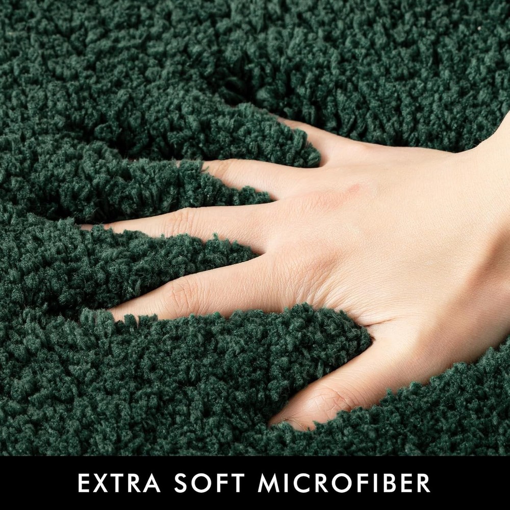 MIULEE Dark Green Absorbent Bath Rugs, 1'8" x 2'6" (Rectangular),