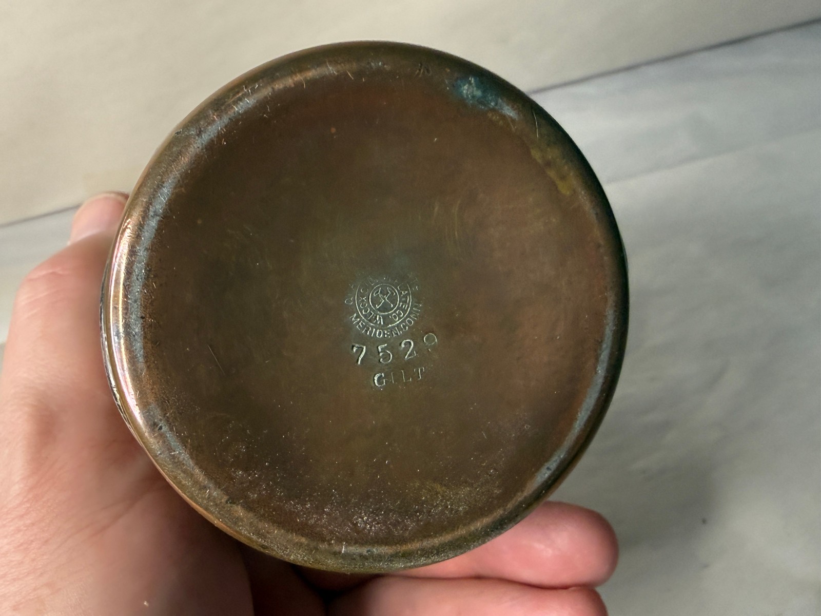 Antique Wilcox Silverplate & Copper Art Nouveau Mixed Metal Pen Holder 7529 Gilt