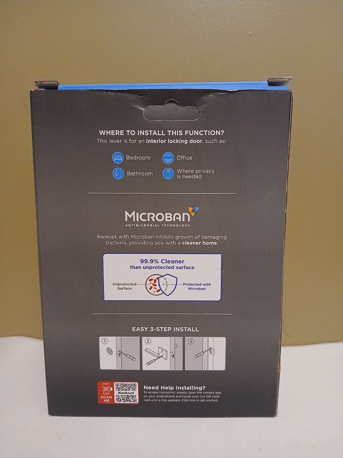 NEW Kwikset Prava Privacy Bed/ Bath Door Handle Matte Black 97301-042 NEW