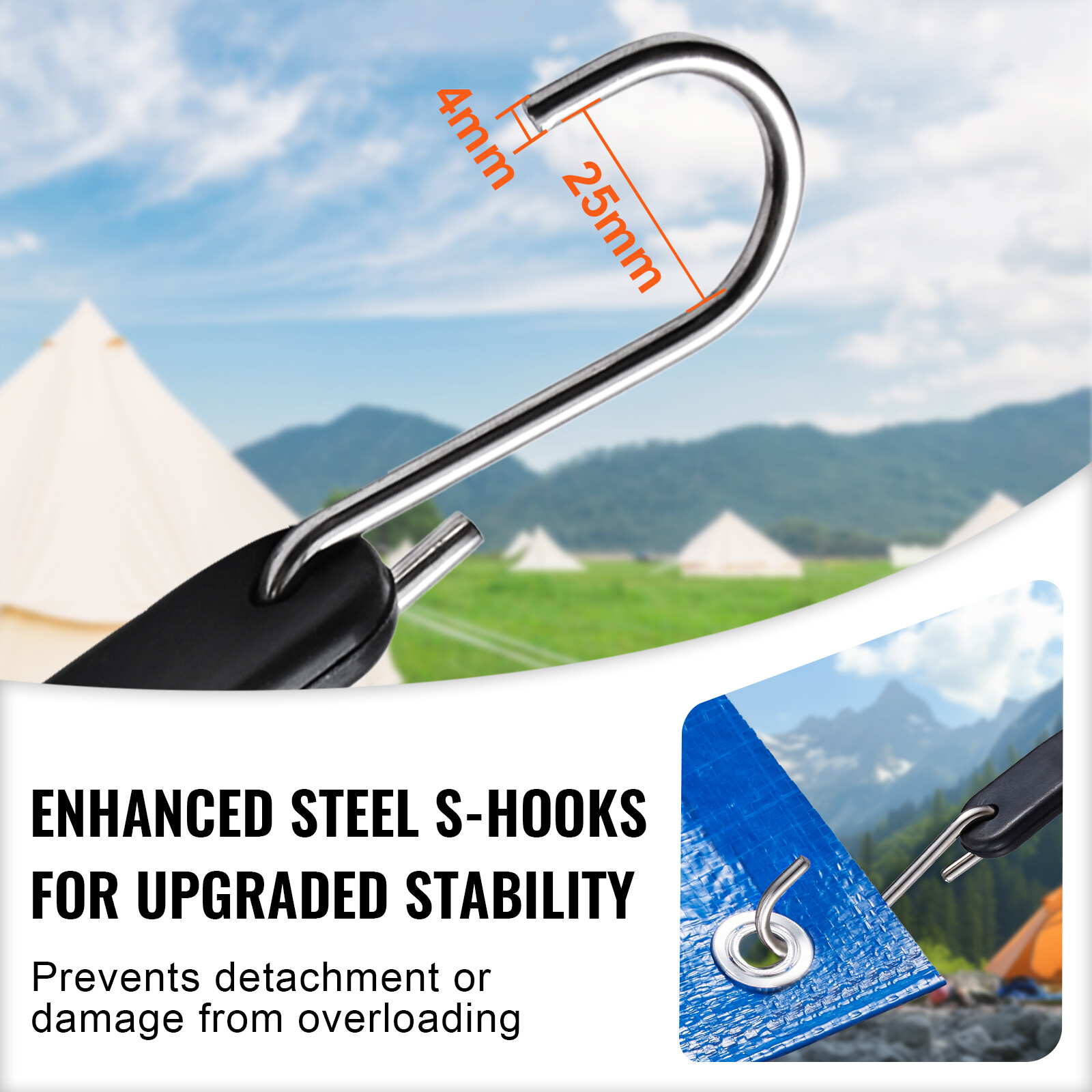 VEVOR 50 Pack 21" Bungee Straps Set Heavy Duty Rubber Bungee Cord w/S-Hook