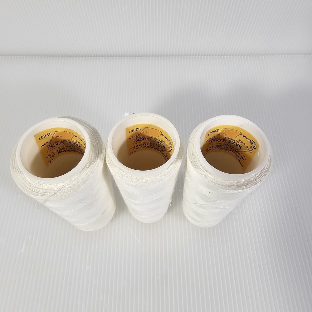 3 Maxilock Serger Thread White Spools Polyester Overlock Sewing