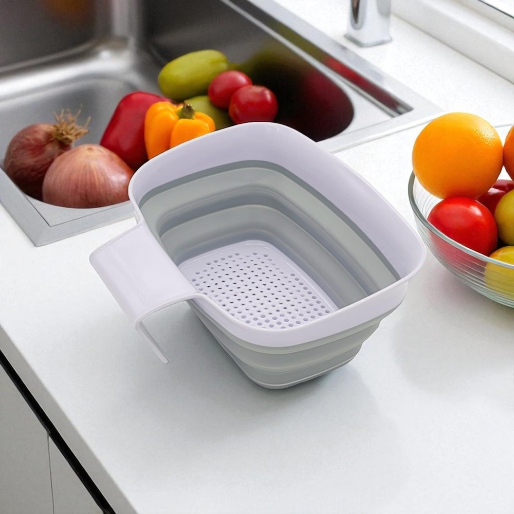 Compact Collapsible Colander Strainer, 2 Quart Capacity, Quick-Draining with ...