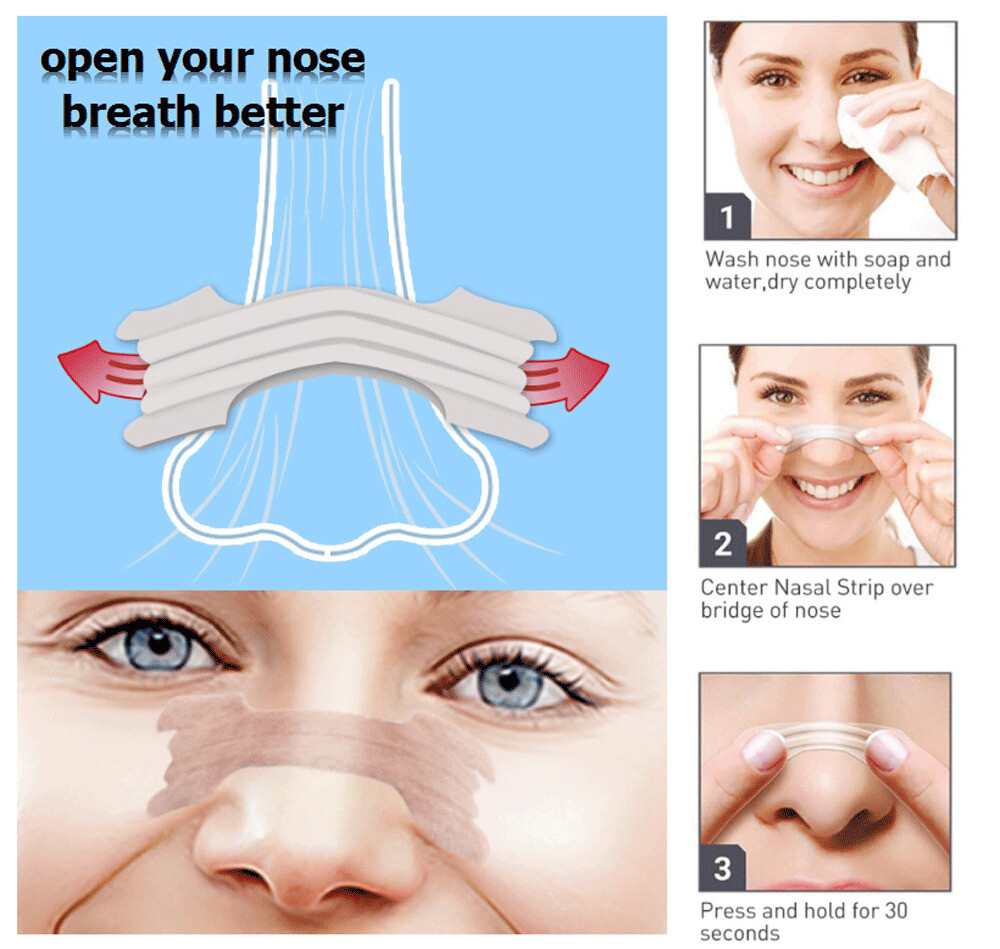 NASAL STRIPS Breathe Nose Better Reduce Snoring Right Sleep Now Apnea Adhesive