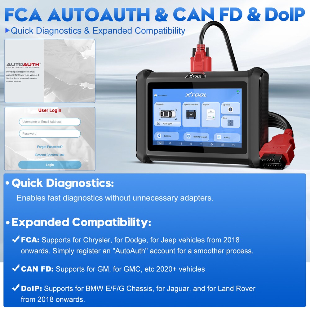 XTOOL D7S V2.0 Full System Bi-directional Scan Tool 36+ Services Key Coding FCA