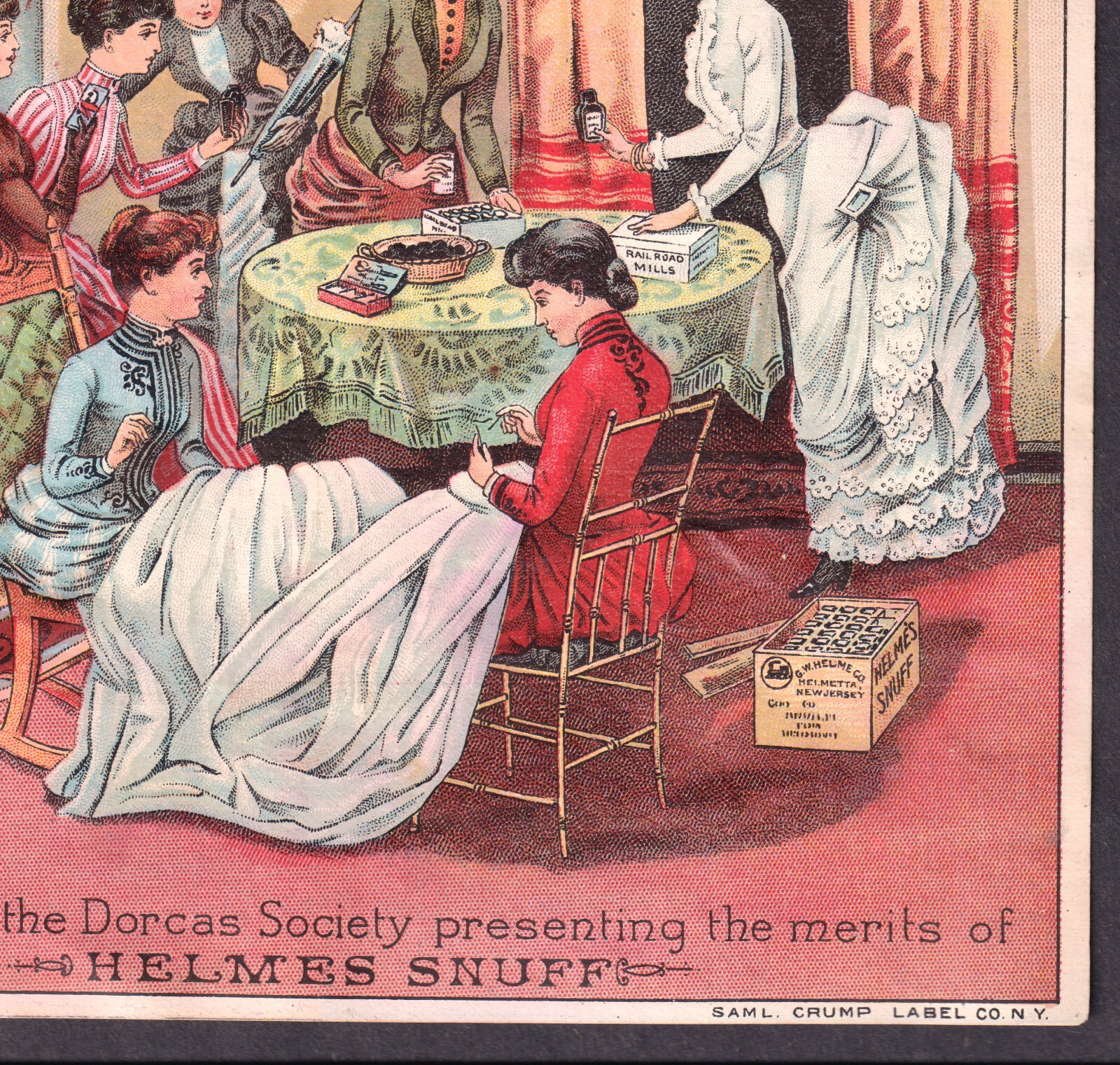 Railroad Snuff RARE 19th Century Tobacco Dorcas Sewing Society Helmes Trade Card