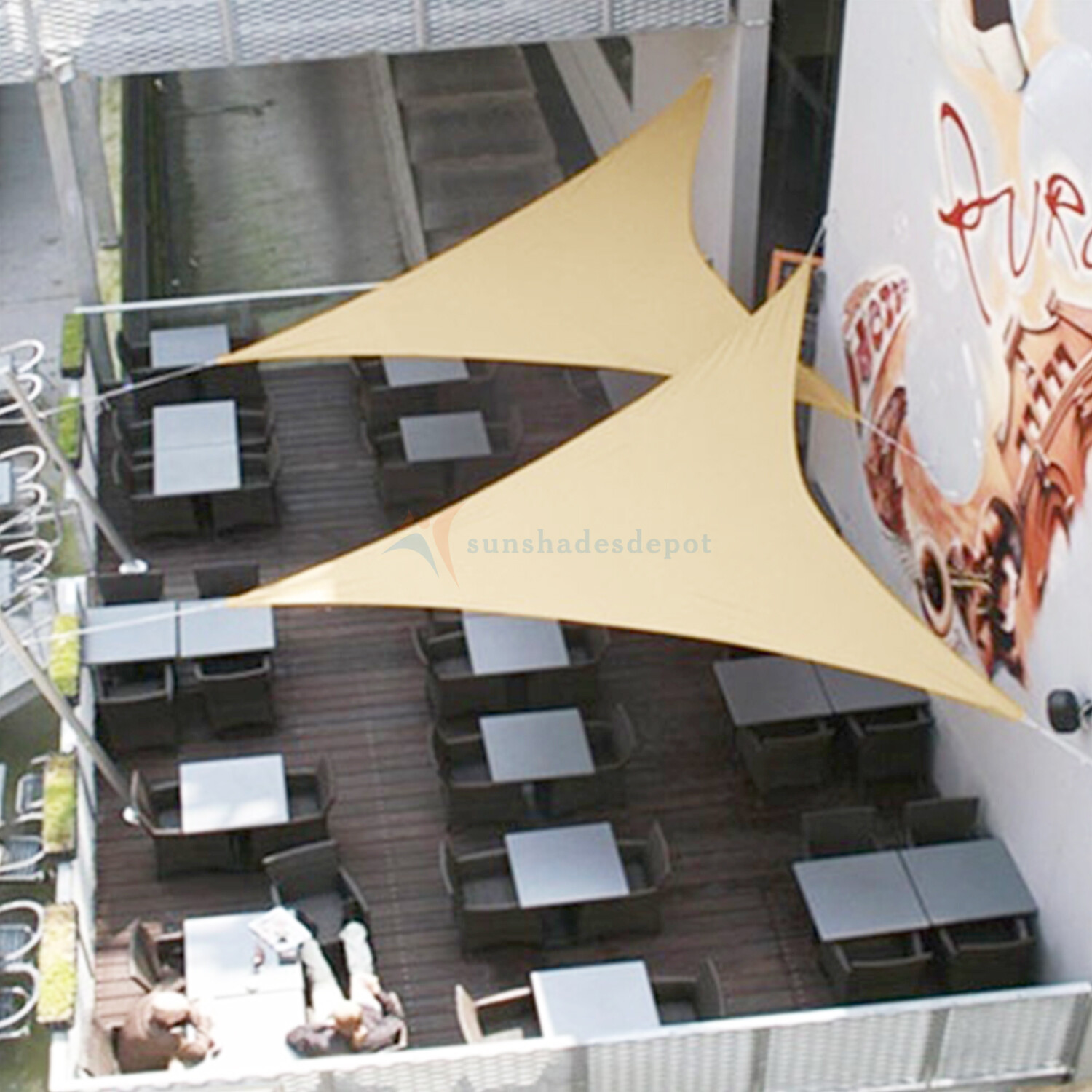 12-28' Sun Shade Sail Canopy Right Triangle Beige UV Sunshade Yard Deck Outdoor