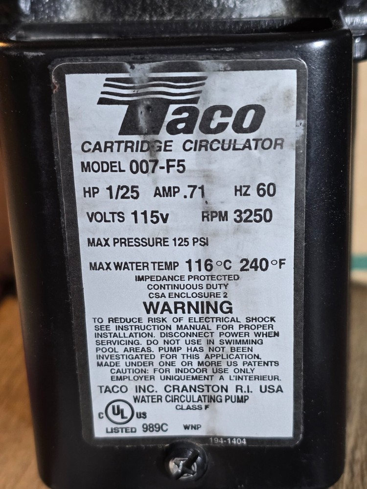 Taco 007-HF5 Circulator Pump "Black"