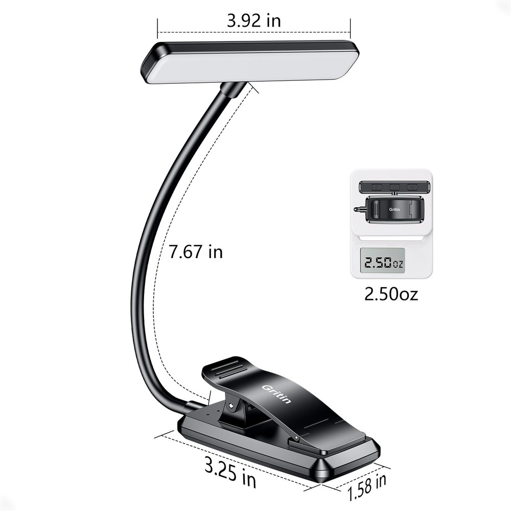 Gritin 19 LED Rechargeable Book Light for Reading in Bed with Memory Function...