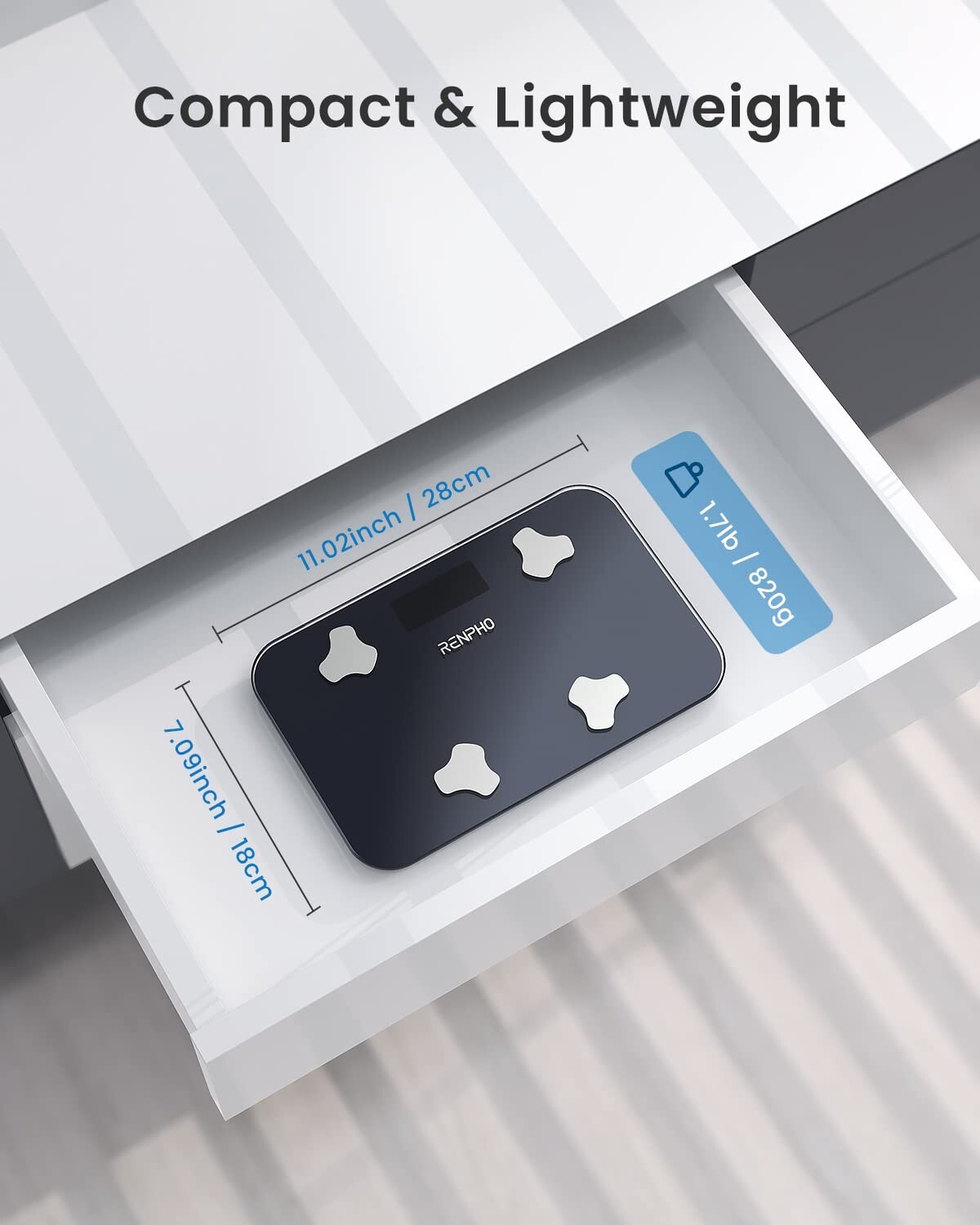 RENPHO Travel Scale for Body Weight, Mini Bathroom Scale for Body Fat Portable