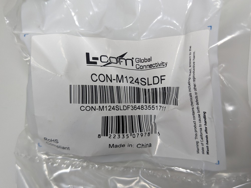 L-COM M12 4 Pos Panel Mount D Code Female Receptacle - CON-M124SLDF - solder