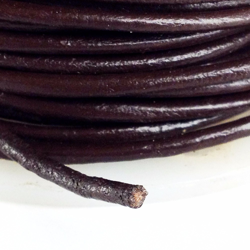 Round Leather Strings 2mm Red Brown 25 yards