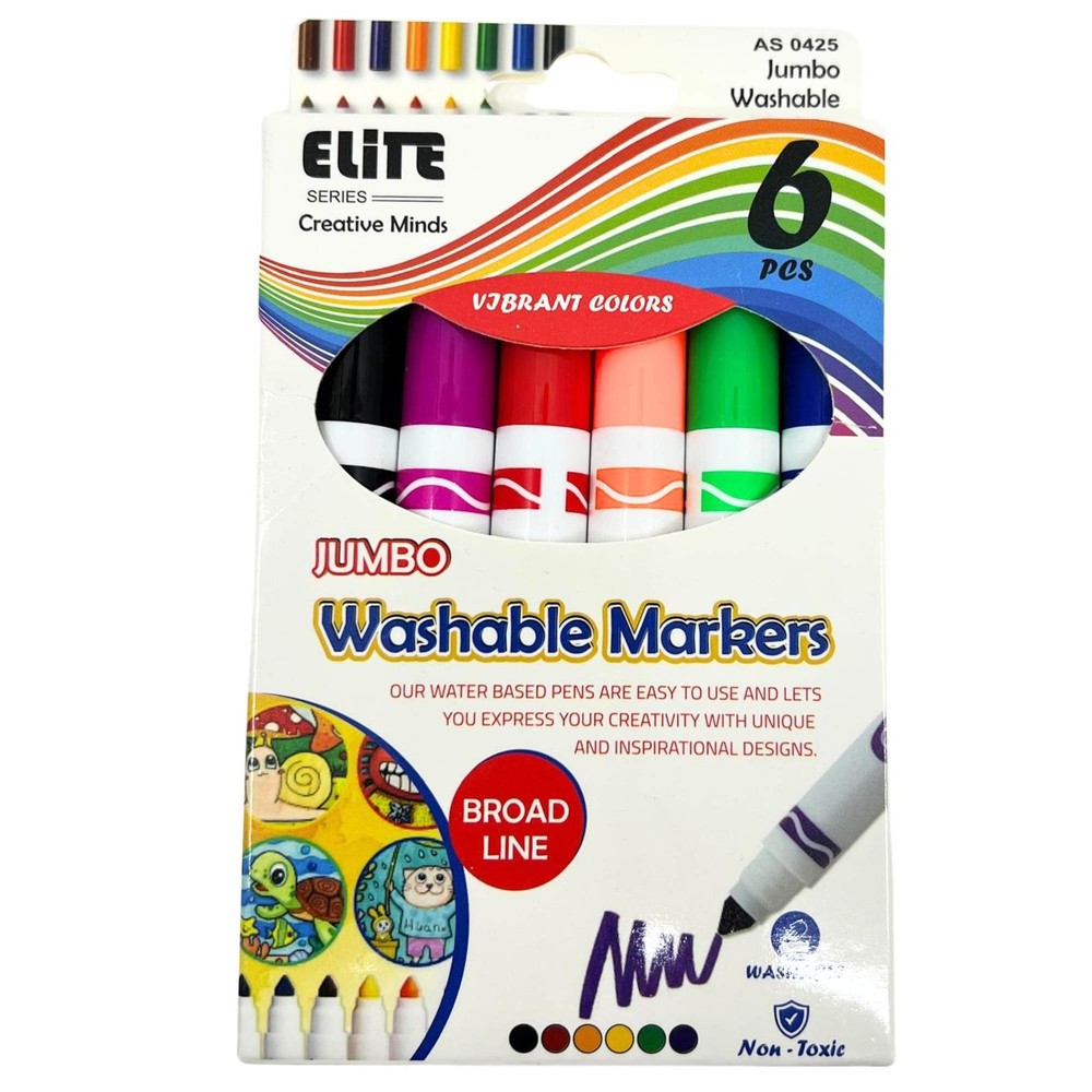 Jumbo Washable Markers: 6 Pack