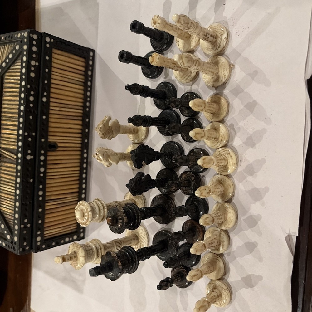 Antique Hand Carved Chess Set
