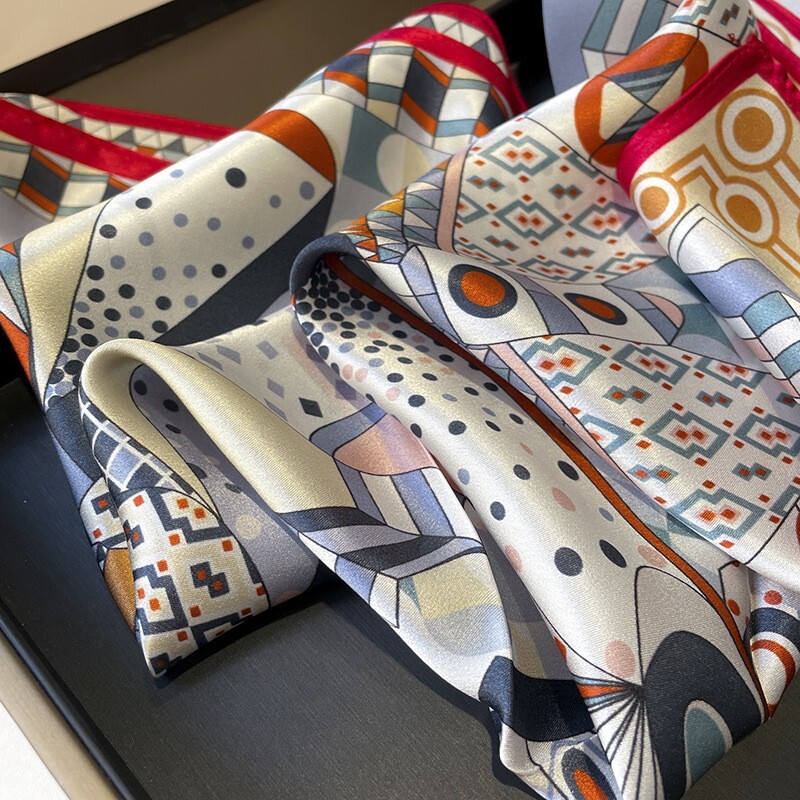 100% Mulberry Silk 27" Square Scarf Women Fashion Blue Neckerchief Wrap Bandana