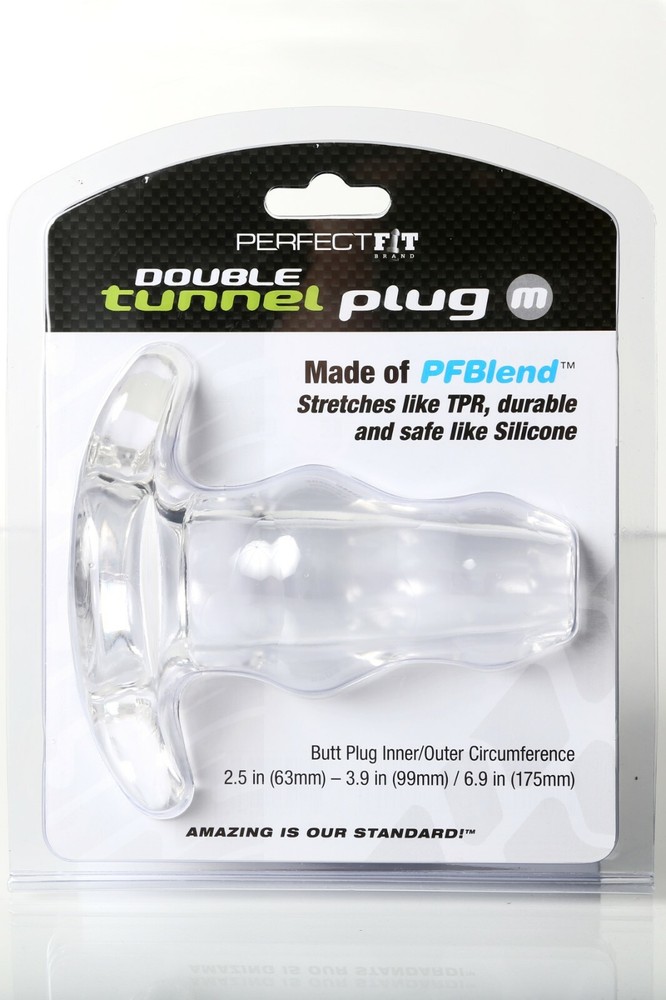 PERFECT FIT DOUBLE TUNNEL ANAL PLUG SIZE MEDIUM CLEAR