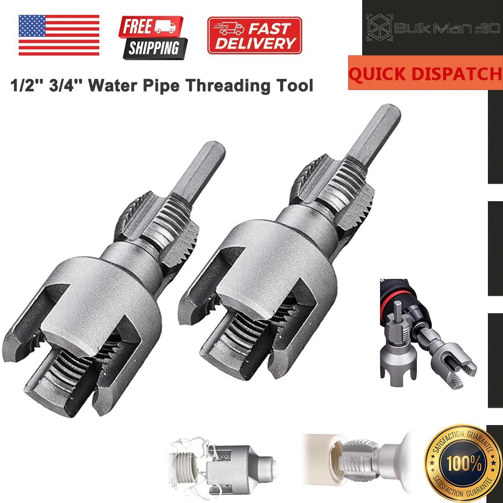 2PCS 1/2'' 3/4'' Water Pipe Integrated Internal & External Pipe Threading Tool