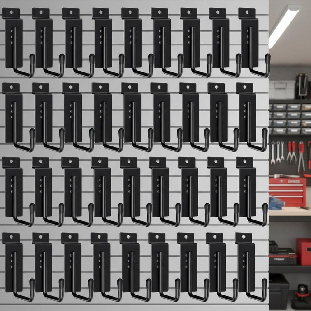 Versatile J-Shaped Slatwall Hooks - 25 Pack for Easy Installation & Maximum Load