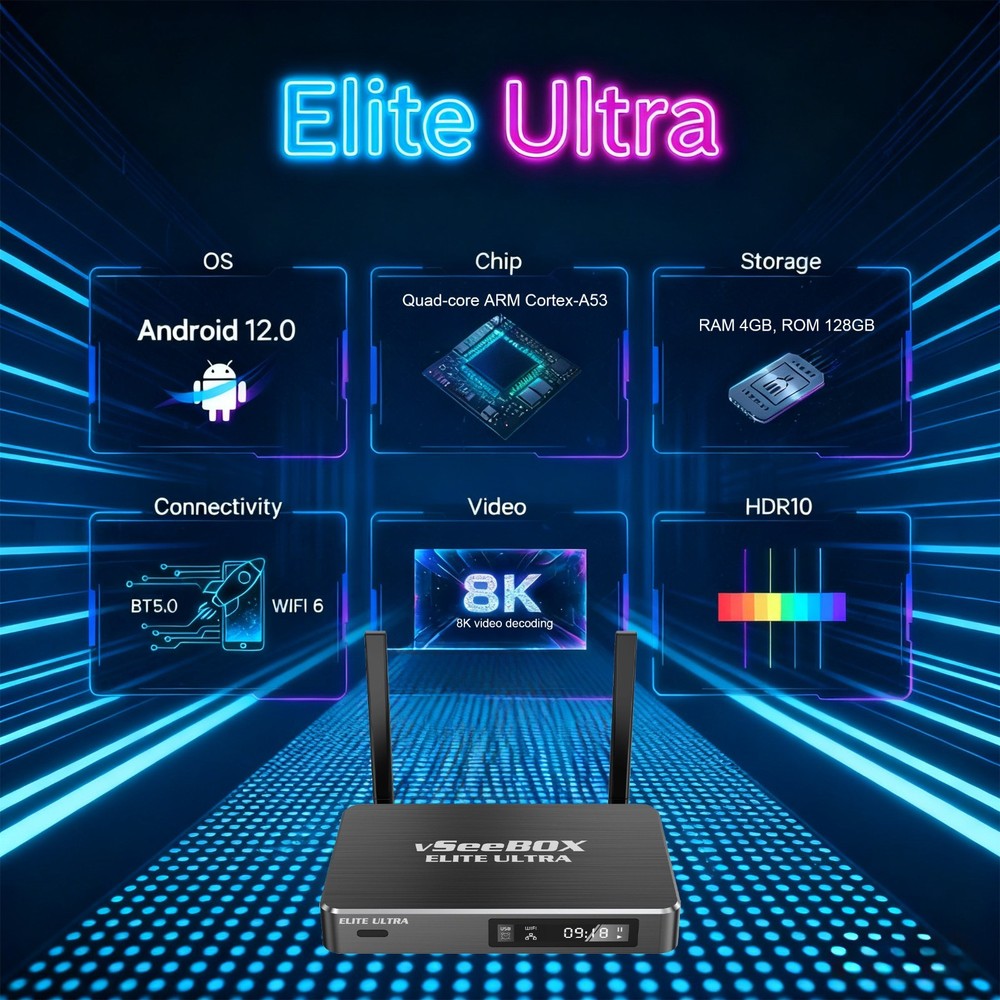 Vseebox Elite Ultra Android Streaming TV Box Authorized Distributor Same-Day