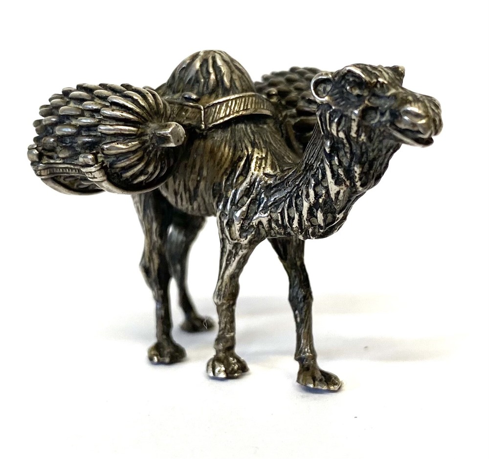 Lovely Miniature Solid Silver Camel Carrying Two Baskets