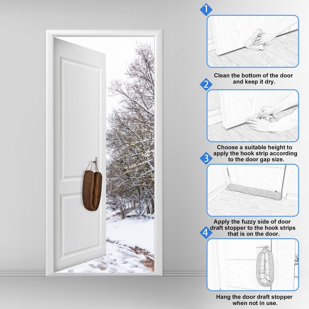 30" Weighted Under Door Draft Stopper -Triangular Door Draft Blocker with Hoo...