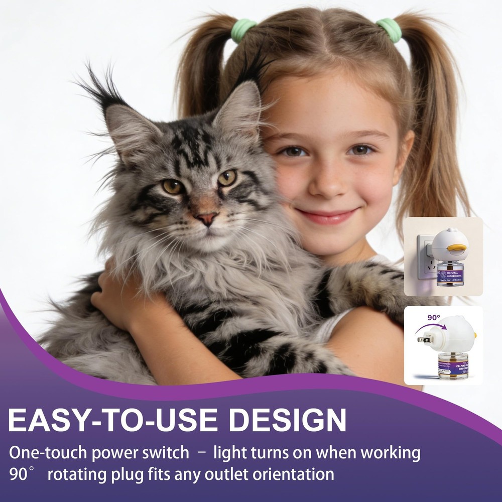 Cat Calming Pheromone Diffuser, Cat Anxiety Relief Diffuser Plug in Calmer wi...