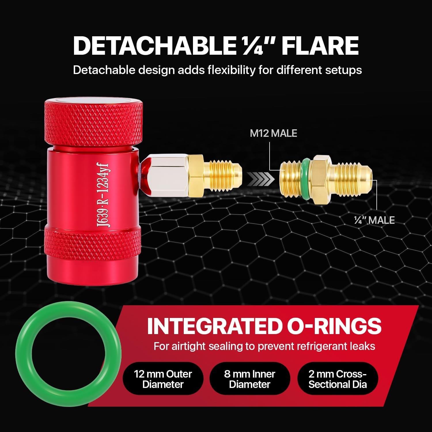 Car A/C R1234YF Quick Coupler Adapter Set with Self-Sealing & Puncture Can Tap