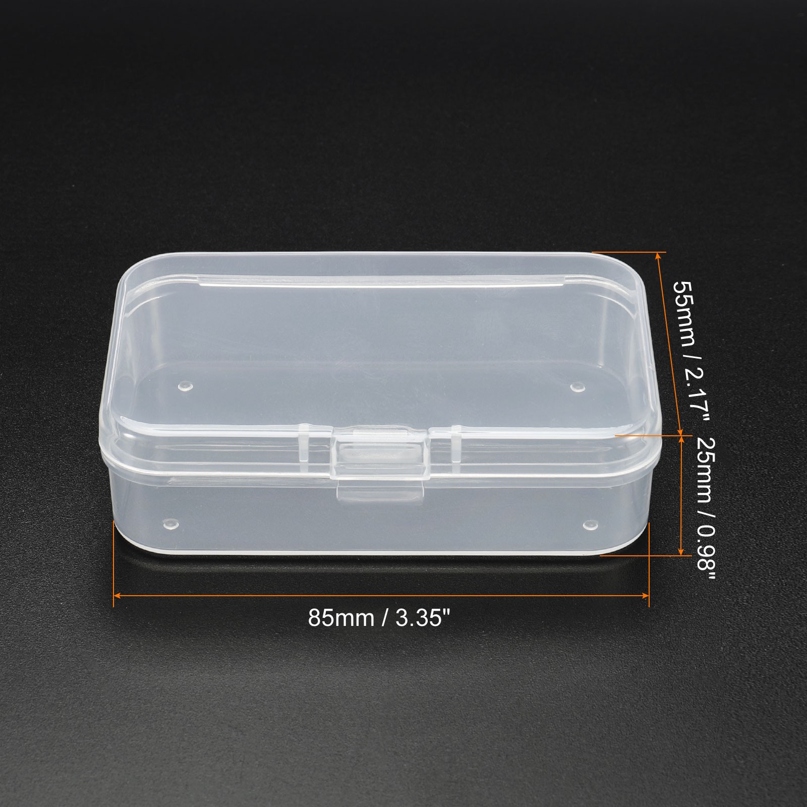 12 x Clear Storage Container Hinged Lid 75x50x21mm Plastic Rectangular Box