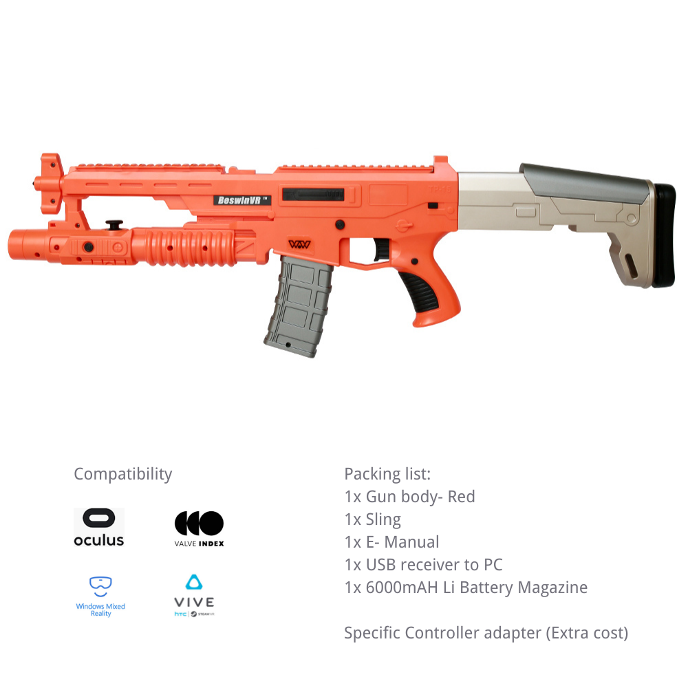 BeswinVR Haptic VR Gun Controller for Valve Index, for HTC Vive