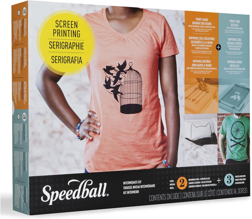 Intermediate Screen Printing Kit - Complete Fabric Starter Set with Inks, Emulsi