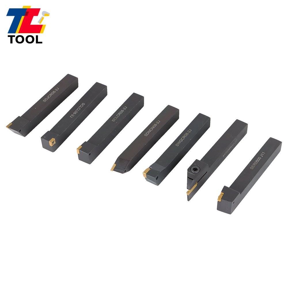 7Pc 1/2" Lathe Tool Bit Thread Insert+Holder Set Carbide Indexable Turning Tool
