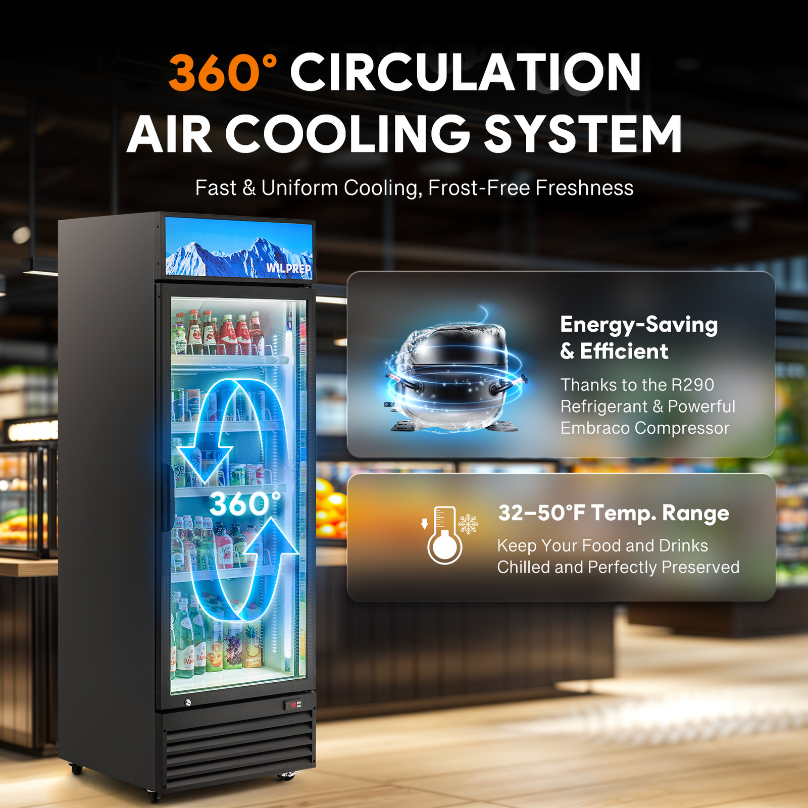 Secondhand 28" Commercial Merchandiser Glass Door Refrigerator 22cu.ft ETL