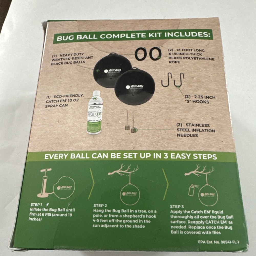 Bug Ball Biting Fly Trap Starter Kit Eco Friendly 2 Pack Sealed