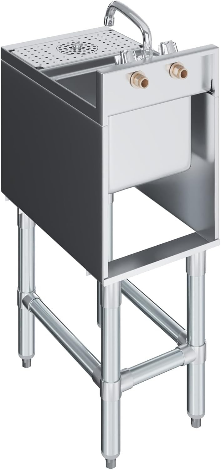 Underbar Mixology Station – Stainless Steel Bar Sink with Glass Rinser 18" x 12"