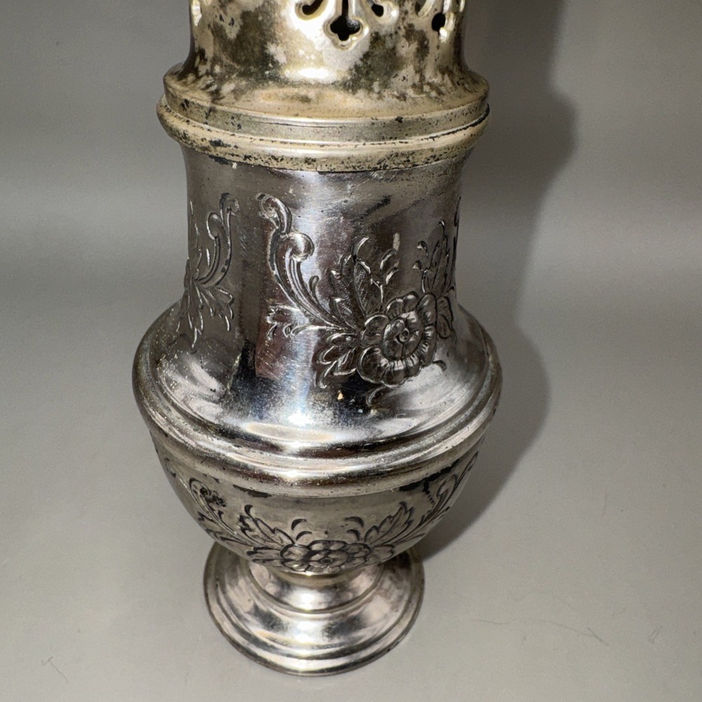 Raimond Silver Plated Muffineer Sugar Shaker Pierced Dome Top Etched Japan Vtg