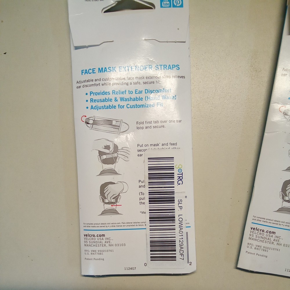 Velcro Face Mask Extender Straps 2 (4 Pack)