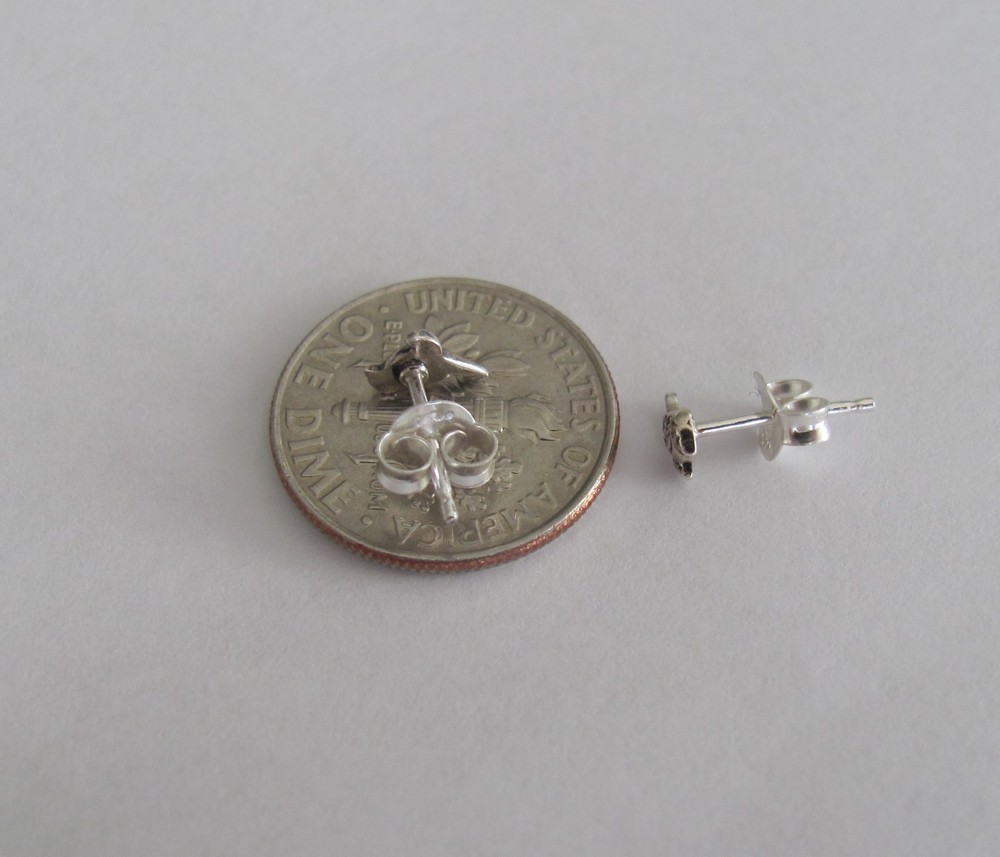 Sterling Silver 4mm Bird tiny post stud earrings.