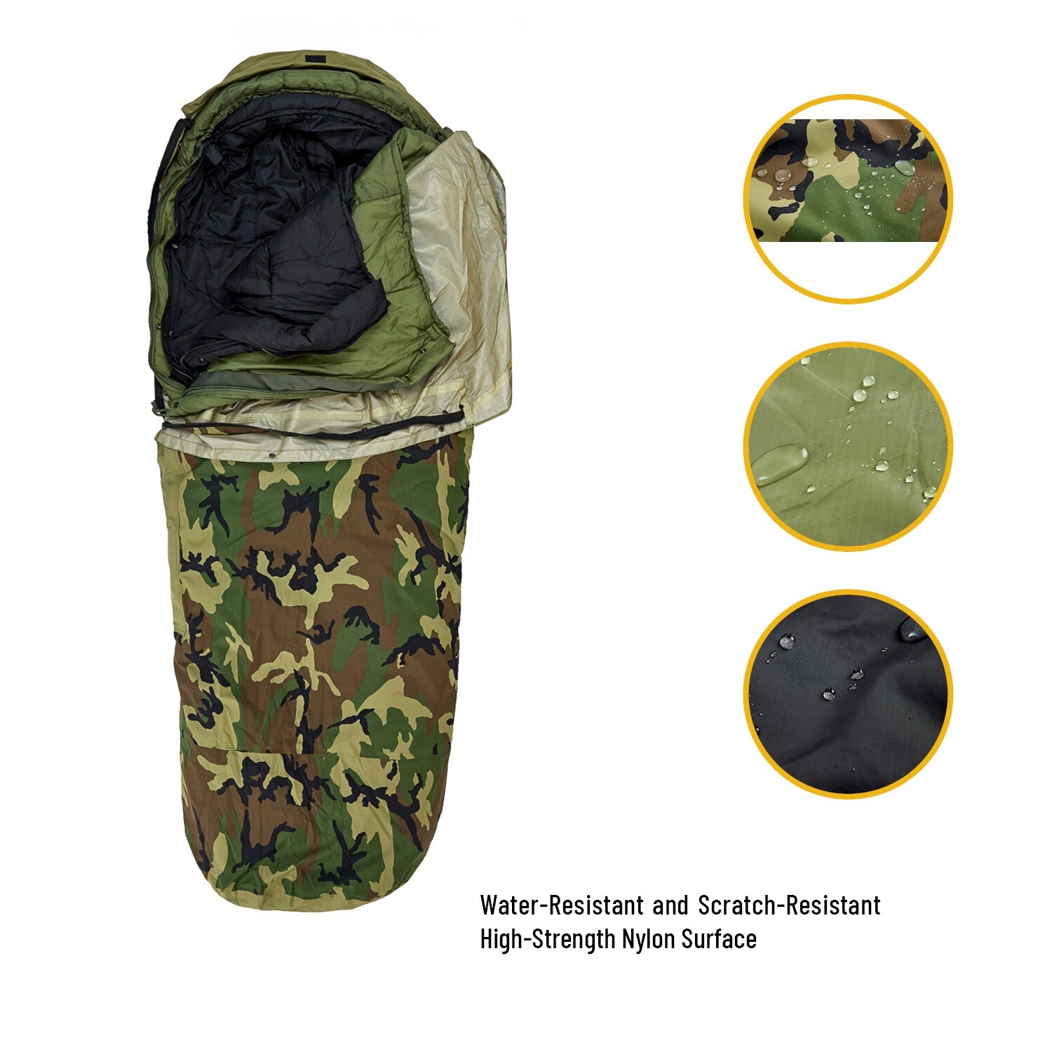 Modular Sleeping Bag System Woodland Camo 3-Piece Military Sleep Gear MSS Kit