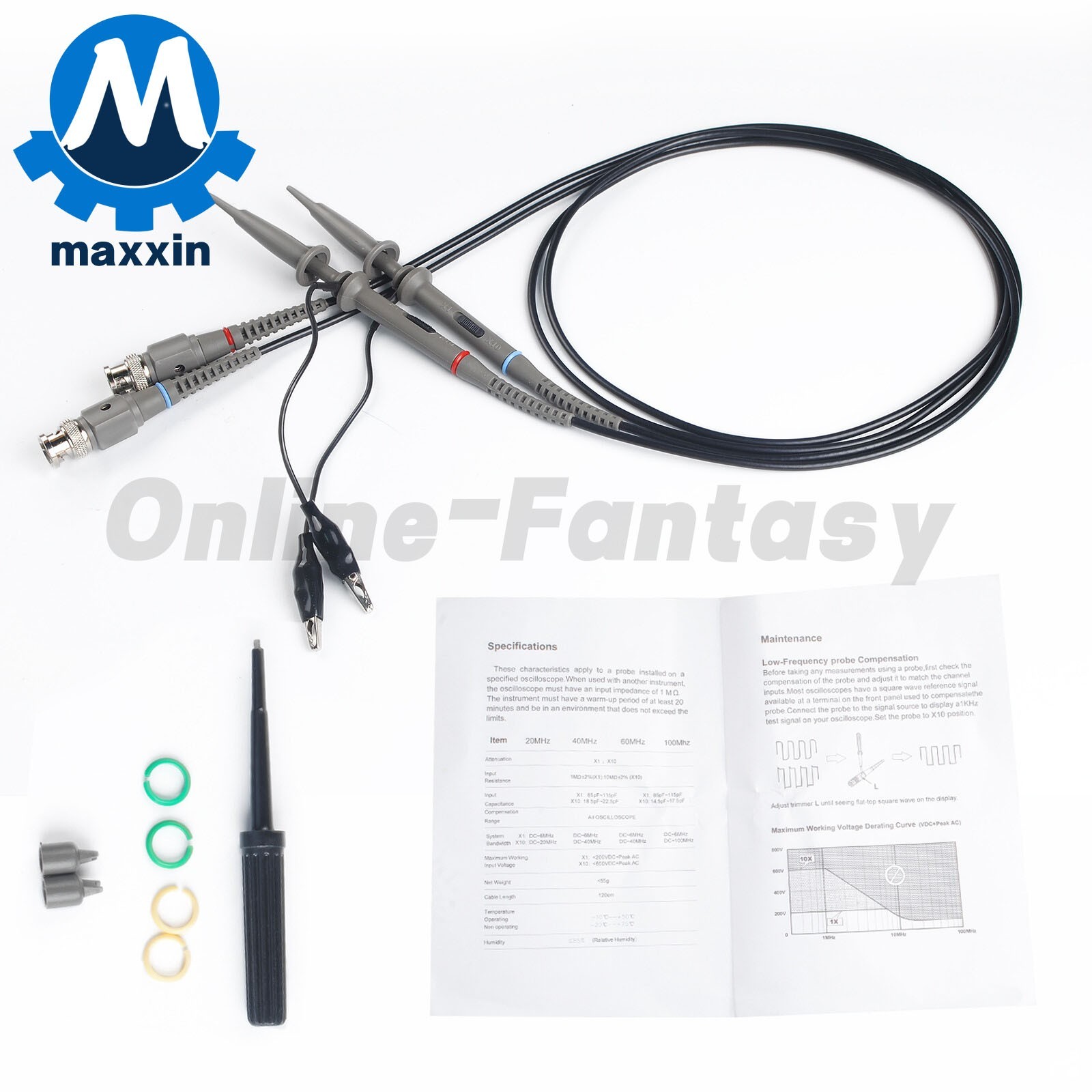 2X100MHz Oscilloscope Scope analyzer Clip Probe test leads kit for HP Tektronix