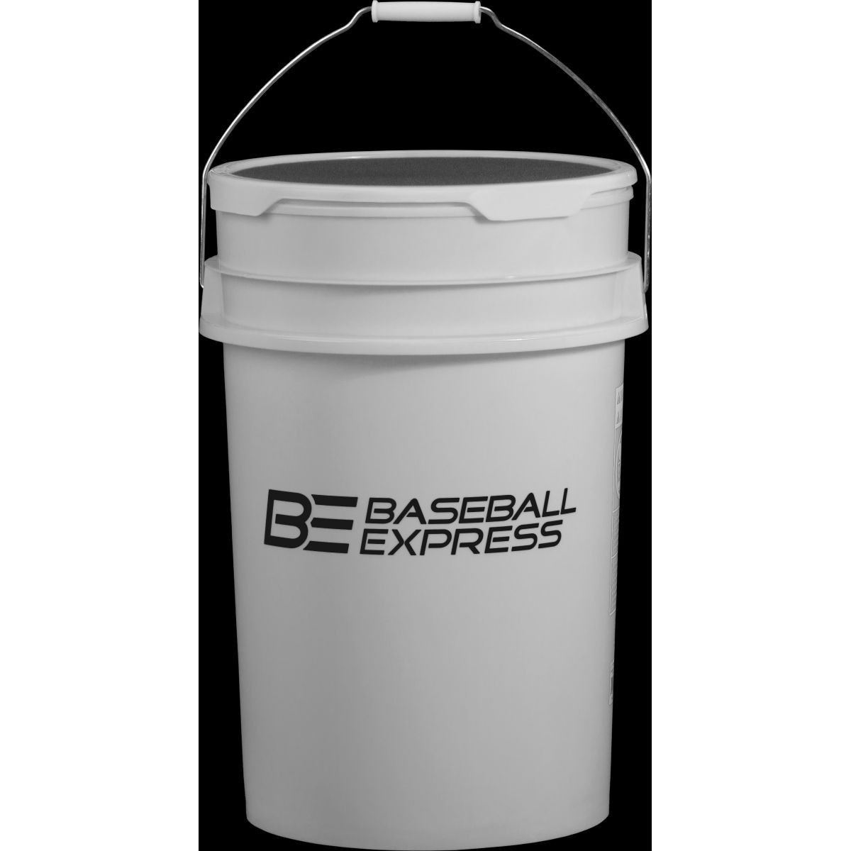 Baseball Express Empty Ball Bucket with Padded Lid White