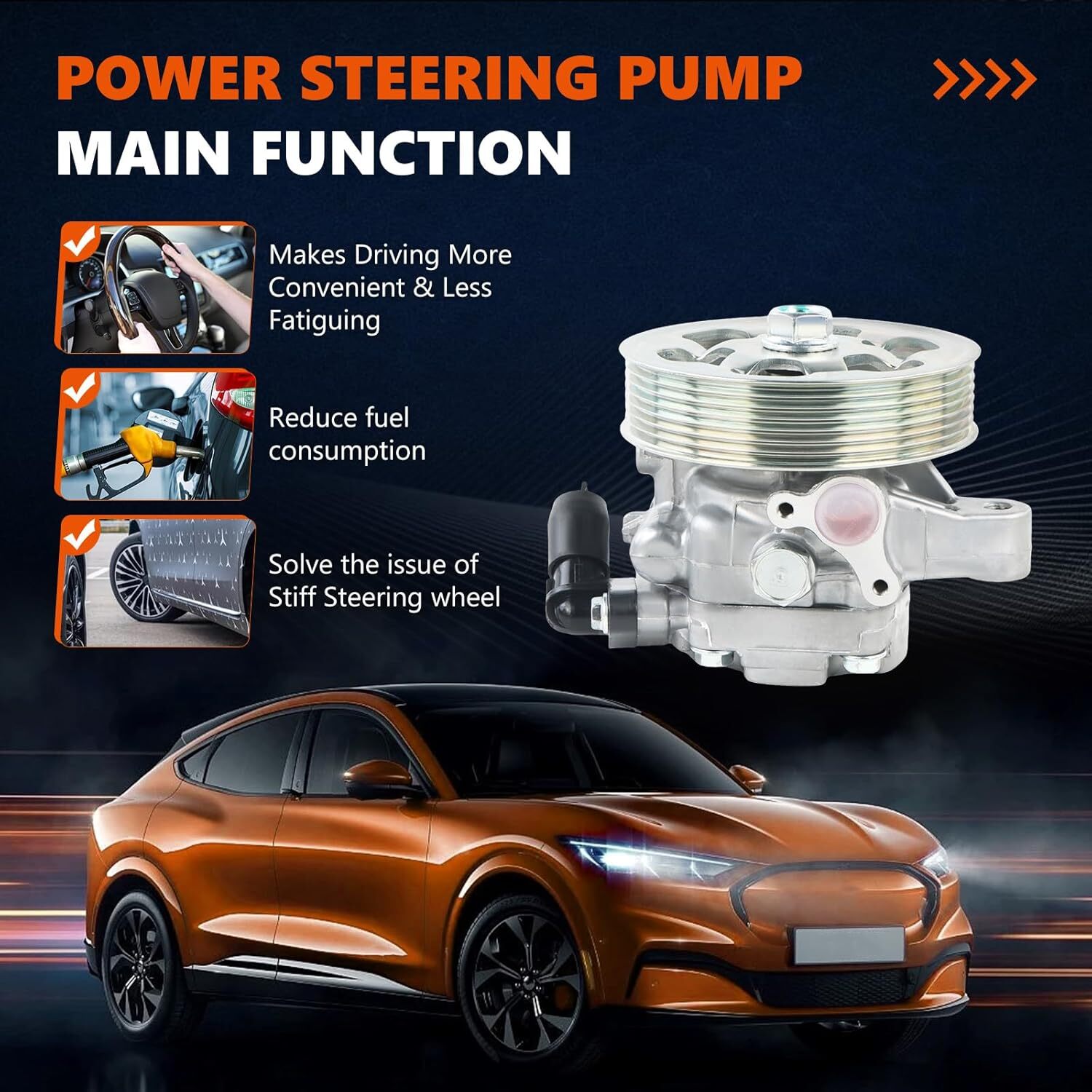 Power Steering Pump w/ Pulley for 2002-2006 Acura RSX Honda Element CR-V 21-5419